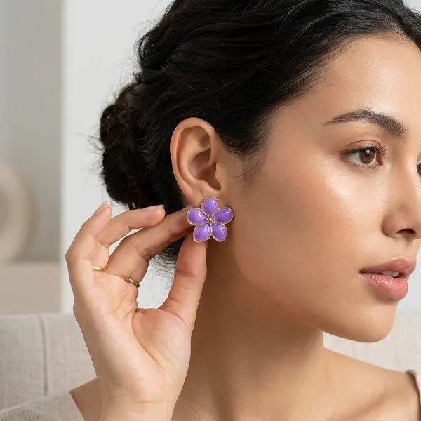 Purple_Enamel_Floral_Stud_Earrings_for_Women