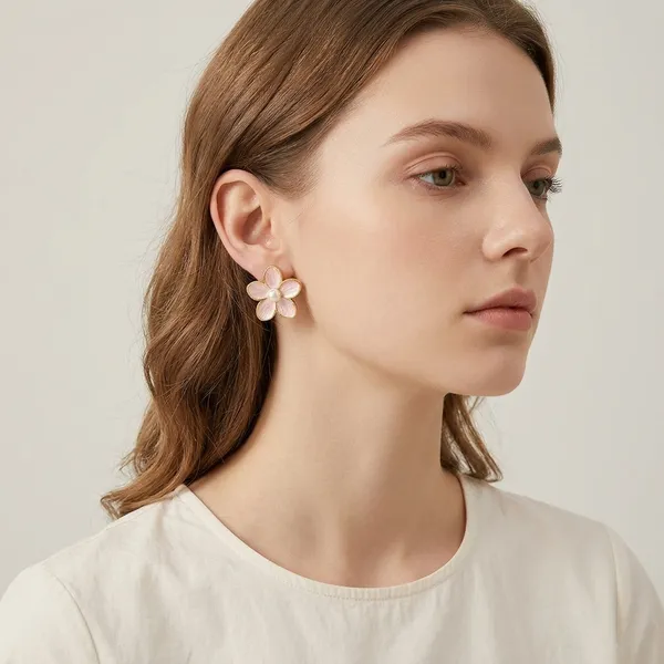 Pink_Enamel_Flower_Stud_Earrings_with_Pearl_Center_for_Women