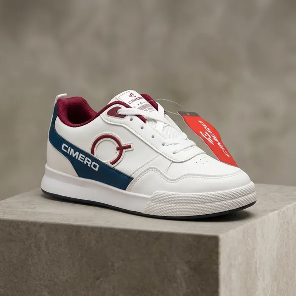 White_And_Red_Thermoplastic_Rubber_Sole_Casual_Sneakers_For_Men