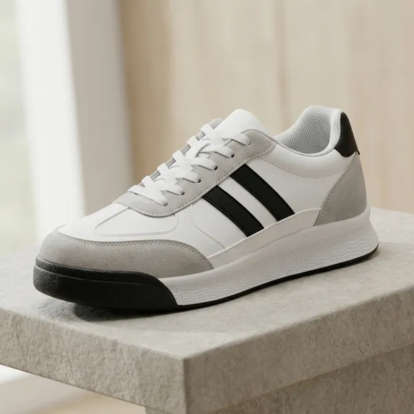 White_And_Black_Thermoplastic_Rubber_Sole_Casual_Sneakers_For_Men