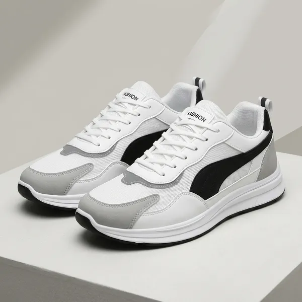White_And_Black_Rubber_Sole_Running_Shoes_For_Men