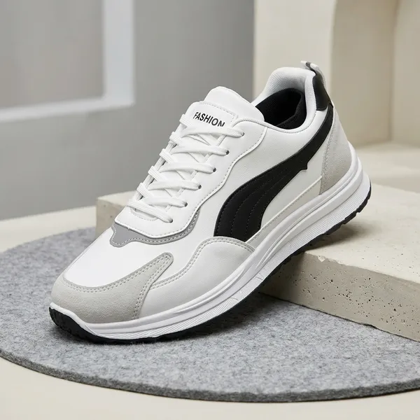 White_And_Black_Rubber_Sole_Running_Shoes_For_Men