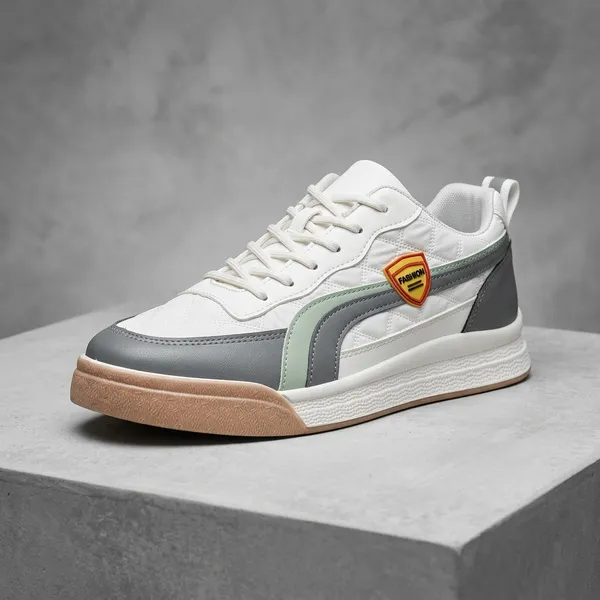 White_And_Grey_Thermoplastic_Rubber_Sole_Sneakers_For_Men