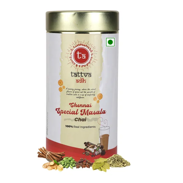 Tattva_Adih_Chennai_Special_Masala_Chai,100G,_60+Cups,_Ctc_Blended_With_Ginger,_Cardamon,_Bay_Leaves,_Fennel,_Cloves,_Cinnamon,_Golmire_And_Other_Spices_Premium_Blend_In_Air_Tight_Cointainer