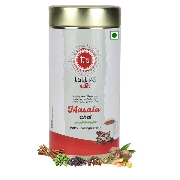 Tattva_Adih_Masala_Chai,100G,_60+Cups,_Ctc_Blended_With_Cardomom,_Dry_Ginger,_Cloves,_Black_Pepper,_Cinnamon_&_Other_Spices_Airtight_Container