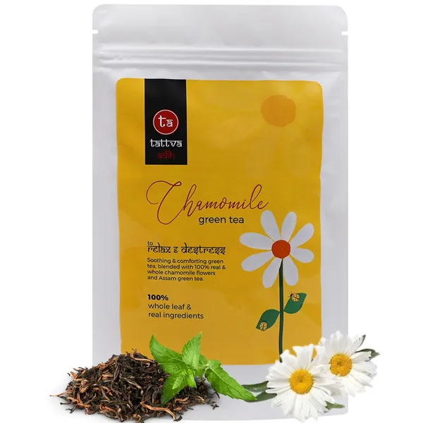 Tattva_Adih_Chamomile_Green_Tea_100G,_60+_Cups_|_Stress_Relief_&_Good_Sleep_I_Whole_Leaf_Green_Tea_&_Pure_Flower_Buds_Of_Chamomile|Loose_Leaves_(100_Grams_(Ziplock_Pouch))