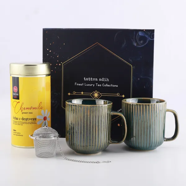 Tattva_Adih_Assorted_Tea_Gift_Hamper_|_Chamomile_Green_Tea,_Steel_Infuser_&_2_Ceramic_Cups_|_Set_Of_4