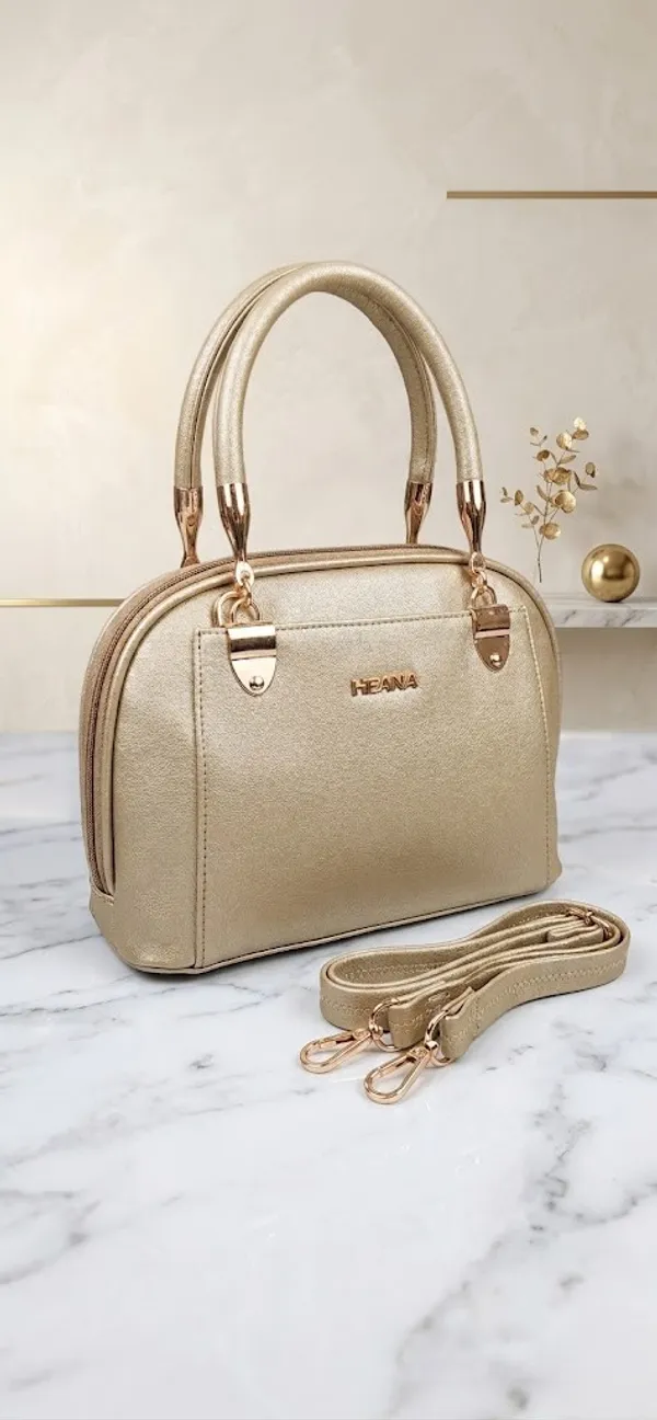White_And_Gold_Vegan_Leather_Structured_Bag_For_Women