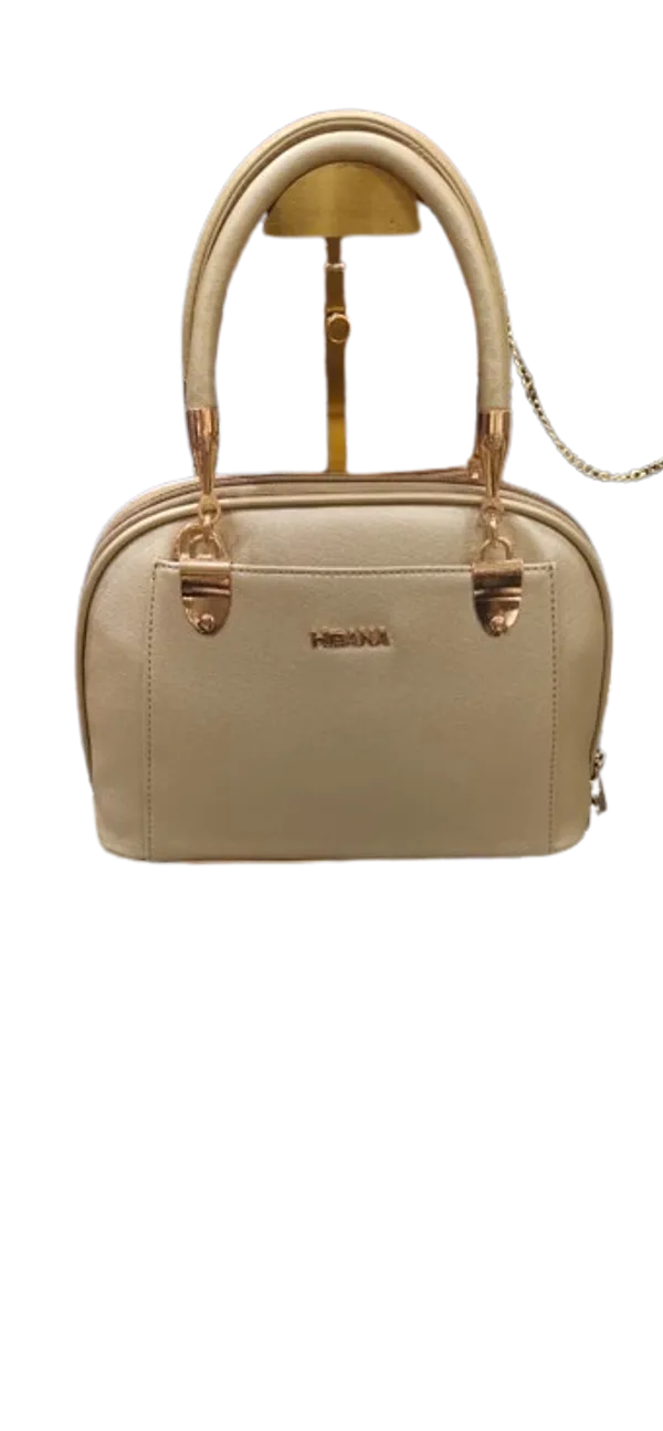 White_And_Gold_Vegan_Leather_Structured_Bag_For_Women