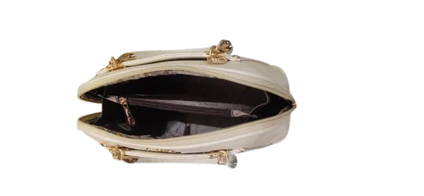White_And_Gold_Vegan_Leather_Structured_Bag_For_Women