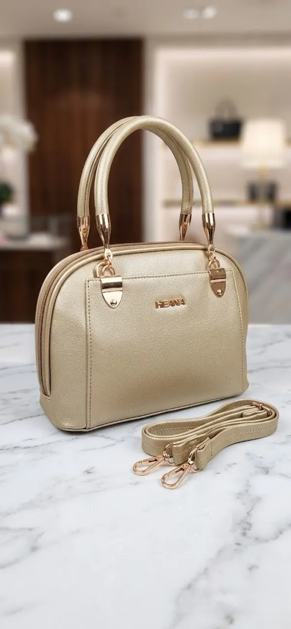 White_And_Gold_Vegan_Leather_Structured_Bag_For_Women