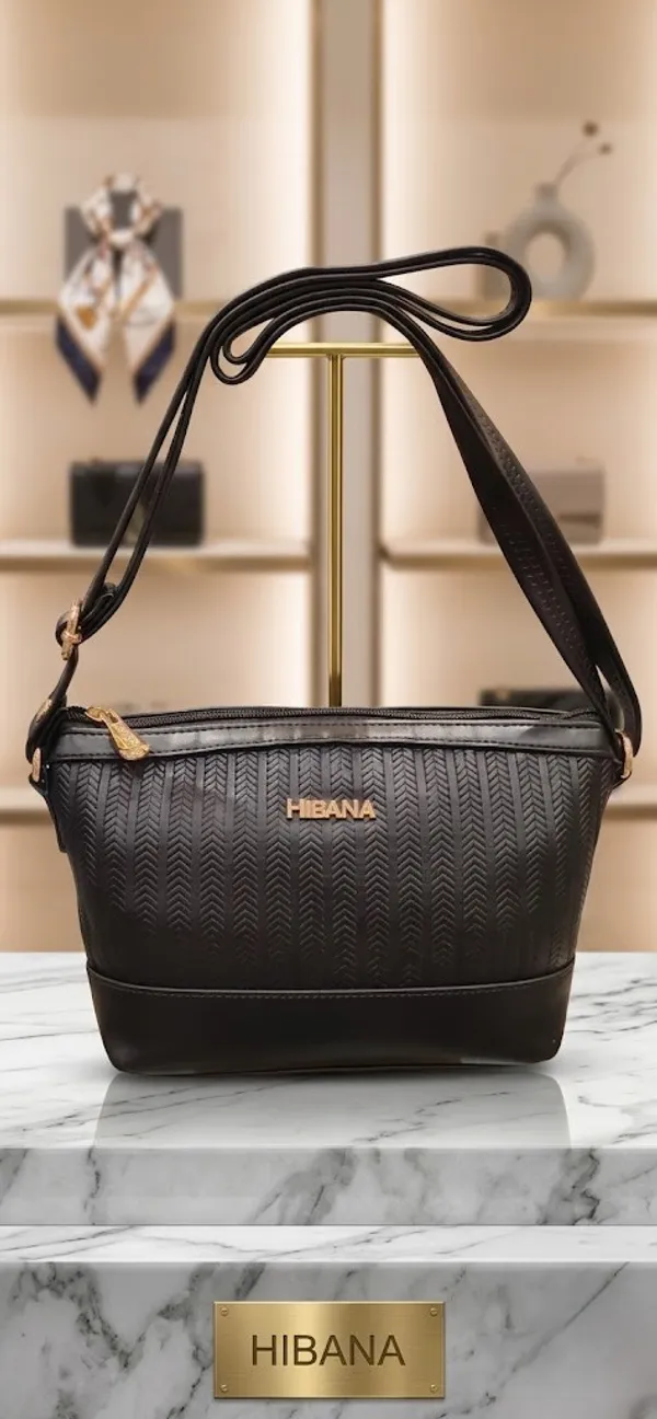 Black_Vegan_Leather_Chevron_Textured_Handbag_For_Women