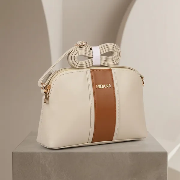 Cream_Vegan_Leather_Brown_Accent_Stripe_Crossbody_Bag_For_Women
