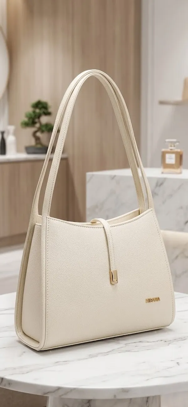White_Vegan_Leather_Structured_Bag_For_Women