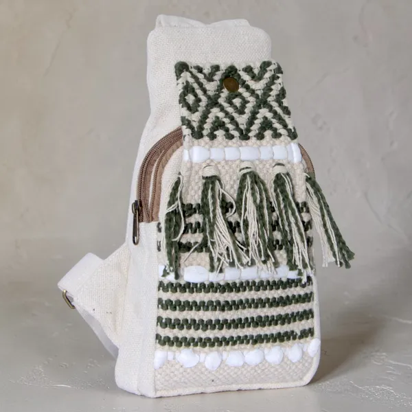 White_Handloom_Cotton_Crossbody_Bag_For_Men_&_Women