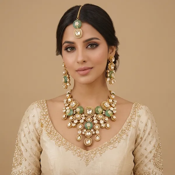 Bridal_Polki_(Uncut_Diamond)_and_Carved_Green_Gemstone_Jewelry_Set