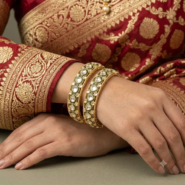 Jadau_Kundan_Bangle_Pair_with_Green_Meenakari_Borders