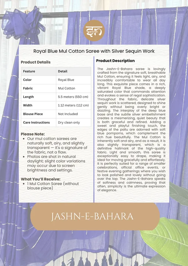 Jashn-E-Bahara:_Royal_Blue_&_Silver_Mul_Cotton_Saree_With_Sequin_Work_For_Women