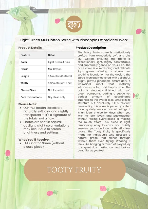 Tooty_Fruity:_Light_Green_&_Pink_Mul_Cotton_Saree_With_Embroidery_Work_For_Women