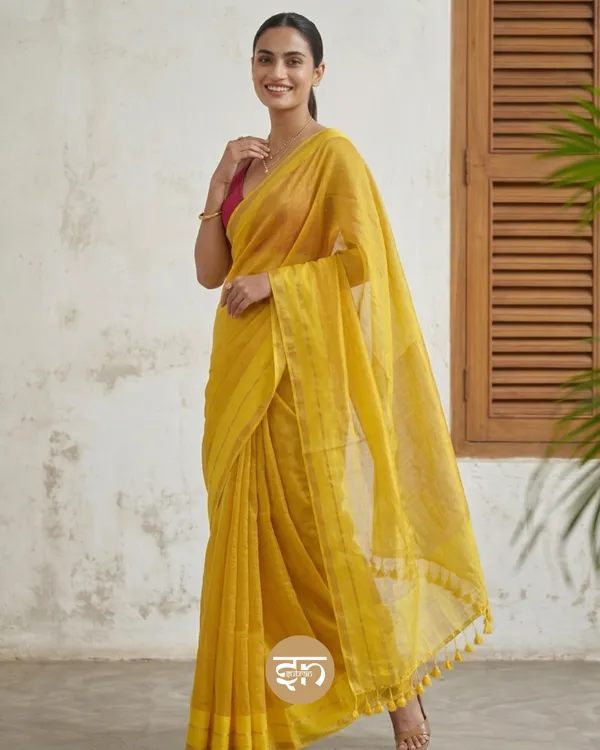 Taradhuli:_Yellow_&_Golden_Tissue_And_Mul_Cotton_Blend_Saree_For_Women