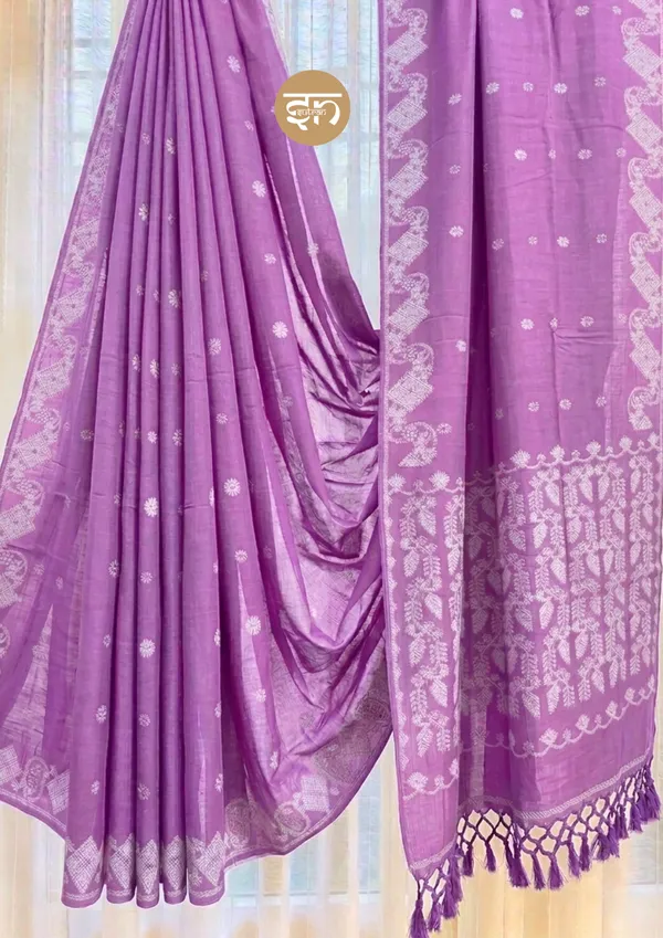 Mohona_Jamdani:_Purple_Jamdani_Saree_With_Blouse_Piece_For_Women