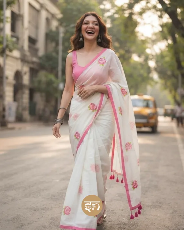 Seli_Fulkari:_White_Pure_Mul_Cotton_Saree_with_All-Over_Rose_Embroidery_Work