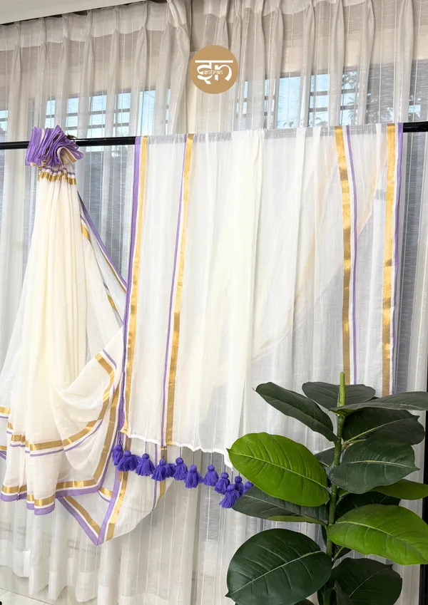 Chandragini:_White_&_Purple_Mul_Cotton_Saree_For_Women