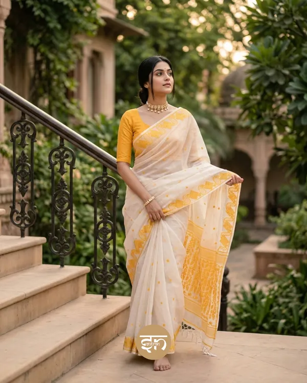 Mohona_Jamdani:_White_Soft_Jamdani_Saree_with_Detailed_Work