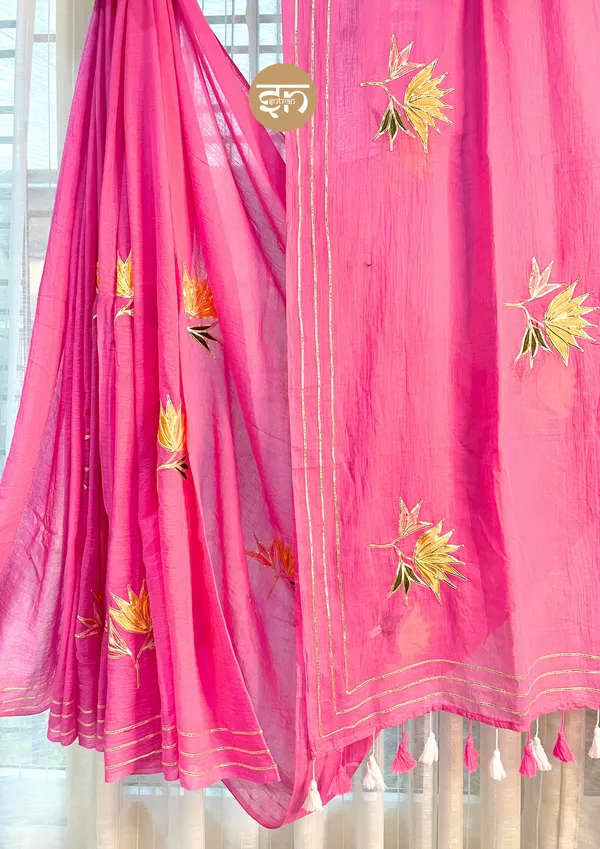 Gulbahar:_Pink_Mul_Cotton_Saree_With_Embroidery_&_Sequin_Work_For_Women