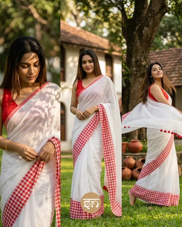 Aalta_Bona:_Pure_Mul_Cotton_Saree_with_Gamcha_Border