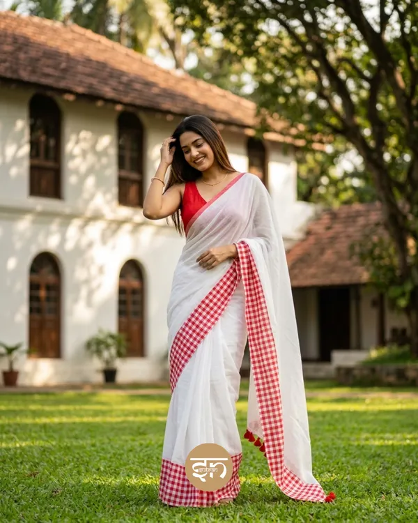 Aalta_Bona:_Pure_Mul_Cotton_Saree_with_Gamcha_Border