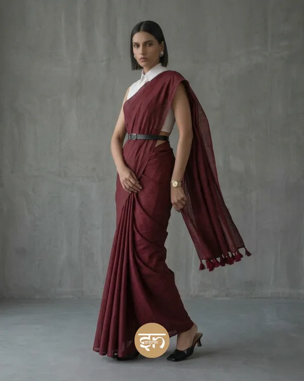 Bare_Elegance:_Maroon_Mul_Cotton_Saree_For_Women
