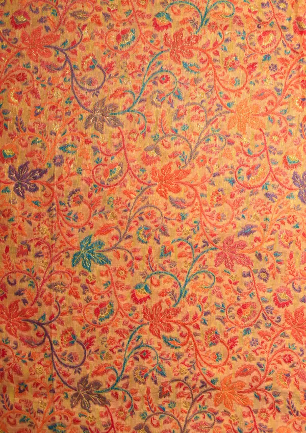 The_Autumn_Gold:_Golden_yellow_Mulberry_silk_saree_with_vibrant_autumn_Chinar_leaves