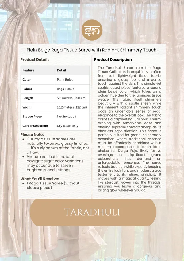 Taradhuli:_Beige_Raga_Tissue_Saree_For_Women