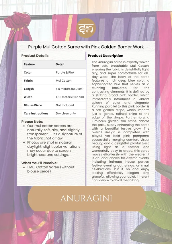 Anuragini:_Purple_&_Pink_Mul_Cotton_Saree_For_Women