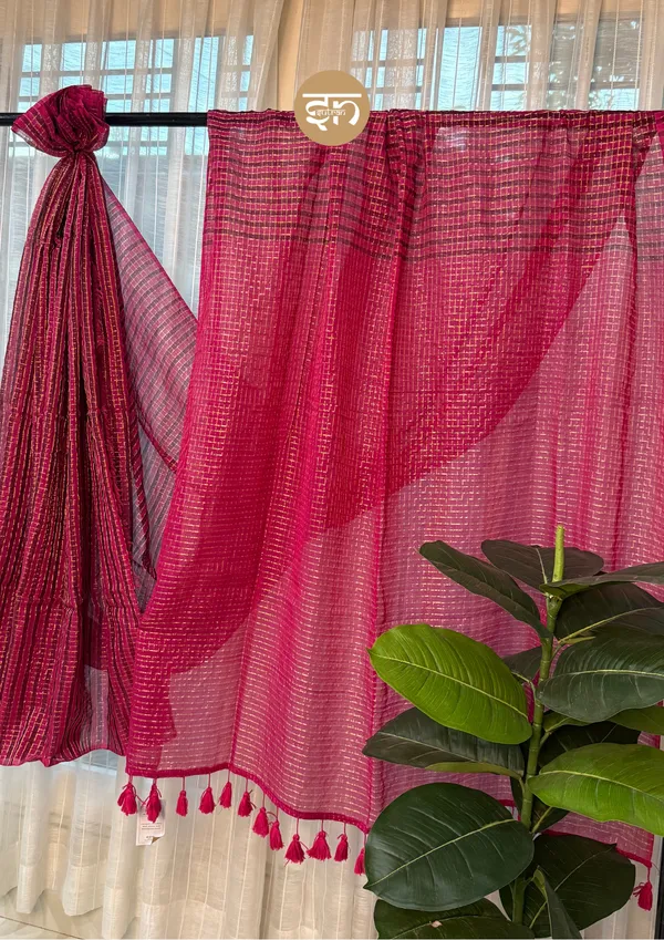 Zarisaaz:_Pink_&_Brown_Mul_Cotton_Sitar_Box_Saree_For_Women