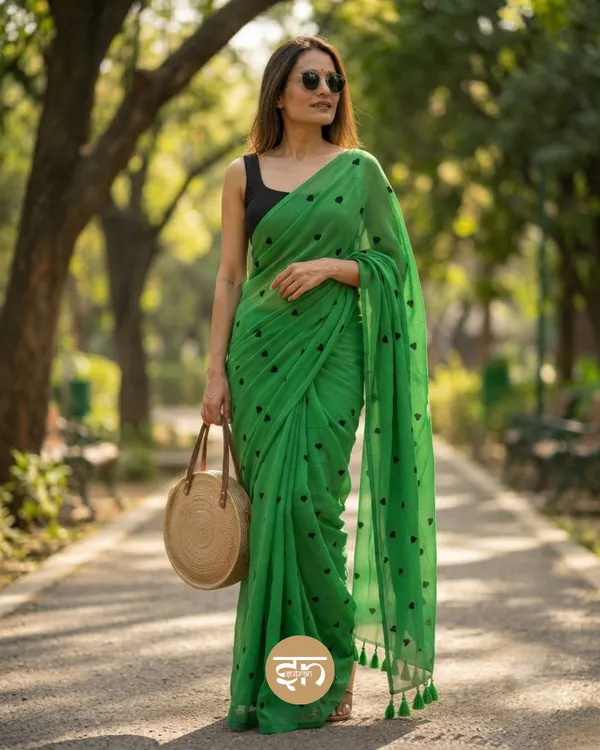 Dil_Dhadakne_Do:_Green_Mul_Cotton_Saree_With_Embroidery_Work_For_Women