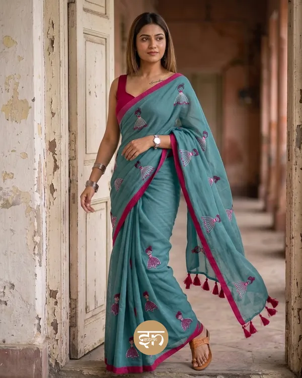 Dolly_Molly:_Beach_Blue_Mul_Cotton_Saree_With_Embroidery_Work_For_Women