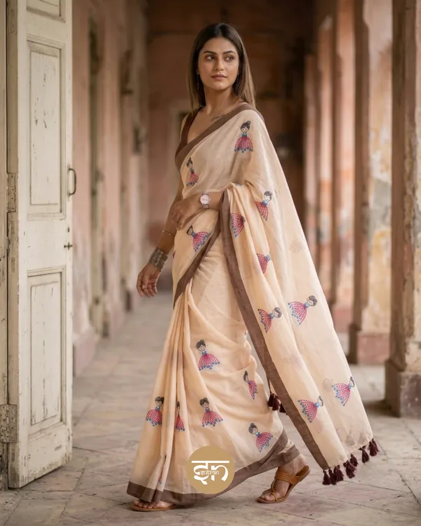 Dolly_Molly:_Beige_Mul_Cotton_Saree_With_Embroidery_Work_For_Women