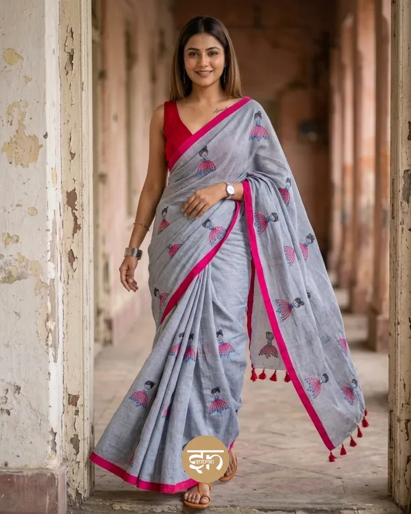 Dolly_Molly:_Grey_Mul_Cotton_Saree_With_Embroidery_Work_For_Women
