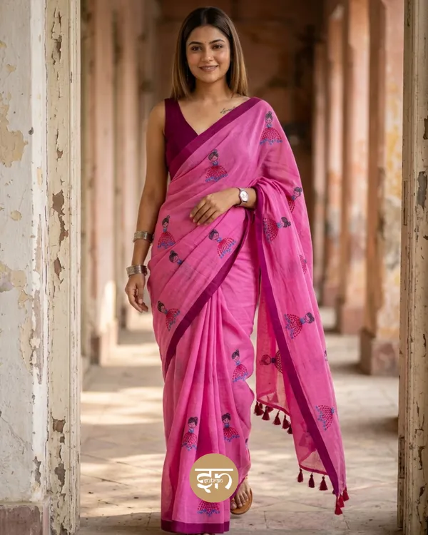 Dolly_Molly:_Pink_Mul_Cotton_Saree_With_Embroidery_Work_For_Women