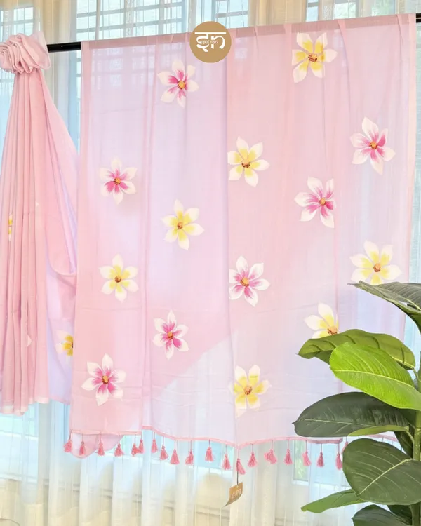 Ever_Blooming:_Baby_Pink_Mul_Cotton_Saree_With_Hand-Painted_Work_For_Women