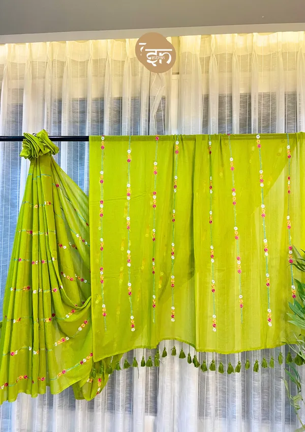 Fulwari:_Green_Mul_Cotton_Saree_With_Embroidery_Work_For_Women
