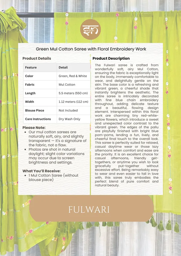 Fulwari:_Green_Mul_Cotton_Saree_With_Embroidery_Work_For_Women