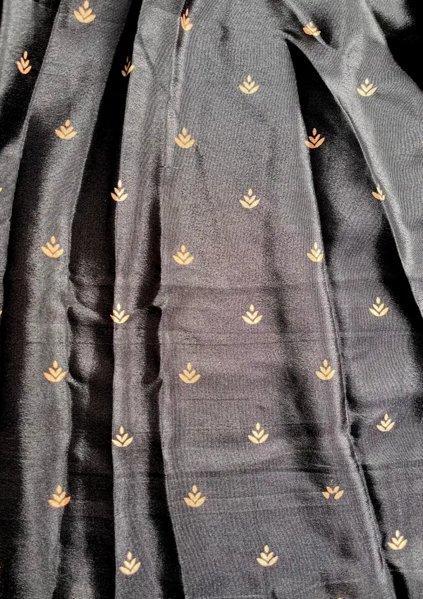 Sheesh_Chic:_Black_Japan_Satin_Saree_with_Detailed_Ajrakh_Print_with_Mirror_Work