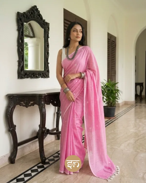 Maya_Motif:_Baby_Pink_Mul_Cotton_Saree_with_Jamdani_Buti_Motifs
