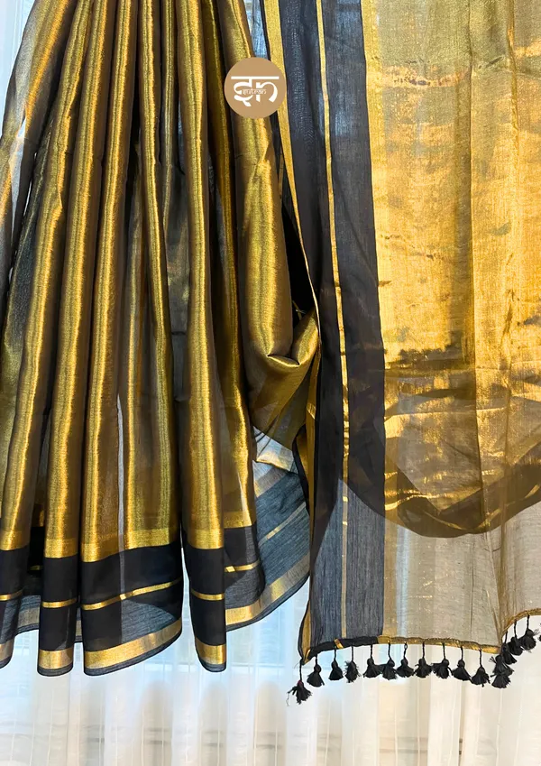 Taradhuli:_Black_&_Golden_Tissue_With_Mul_Cotton_Blend_Saree_For_Women