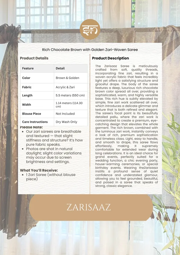 Zarisaaz:_Brown_&_Black_Zari_Woven_Sitarbox_Saree_For_Women