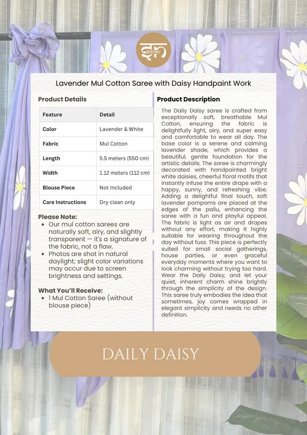 Daily_Daisy:_Lavender_&_White_Mul_Cotton_Saree_With_Hand-Painted_Work_For_Women