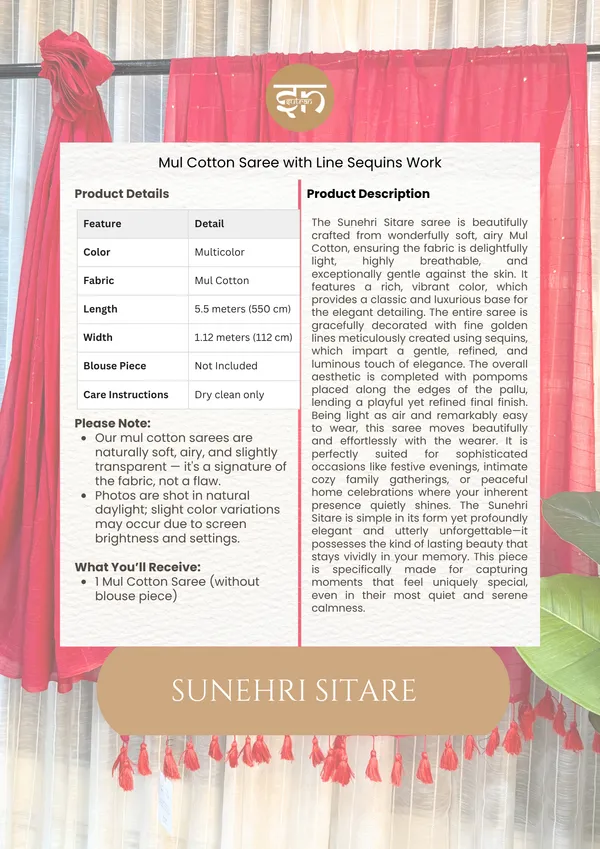 Sunehri_Sitare:_Dark_Pink_Mul_Cotton_Saree_With_Sequin_Work_For_Women